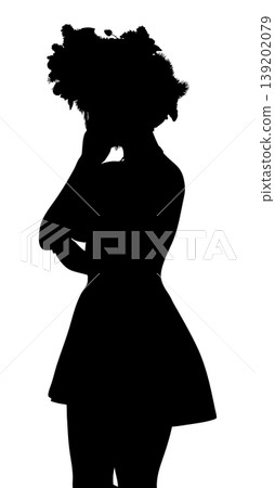 Silhouette of Woman wears Flared Dress Silhouette of Woman wears Flared Dress 139202079