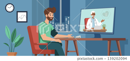 Young Man Telemedicine Consultation with Doctor 139202094