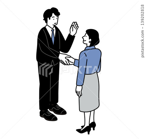 An isometric illustration of business people shaking hands. An isometric illustration of business people shaking hands. 139202818