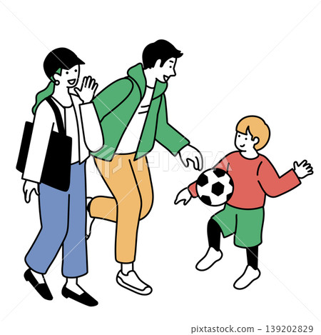 A simple illustration of a couple raising children. 139202829