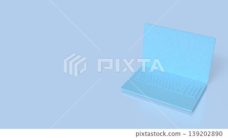 Minimal Blue Laptop Floating in Soft Gradient Background 3d render. 139202890