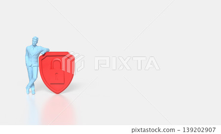 Personal Data Security Concept with Human Figure and Shield Lock 3d render. 139202907