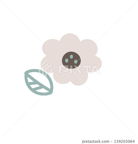 Simple hand-drawn flower illustration in muted colors C Simple hand-drawn flower illustration in muted colors C 139203064