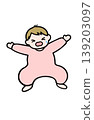 Illustration of a crying baby girl in pink clothes with blonde hair. 139203097
