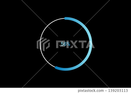 Minimal Circular Loading Progress Indicator Showing 56 Percent with Blue Accent on Black Background Minimal Circular Loading Progress Indicator Showing 56 Percent with Blue Accent on Black Background 139203113