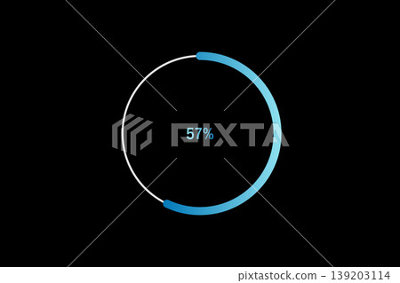 Minimal Circular Loading Progress Indicator Showing 57 Percent with Blue Accent on Black Background Minimal Circular Loading Progress Indicator Showing 57 Percent with Blue Accent on Black Background 139203114