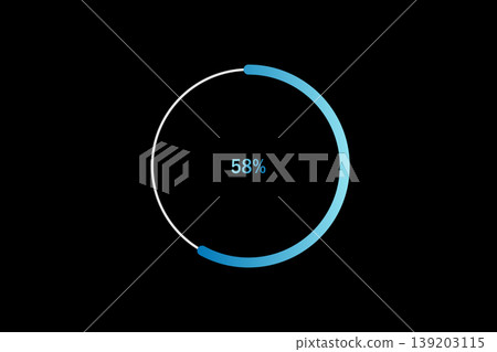 Minimal Circular Loading Progress Indicator Showing 58 Percent with Blue Accent on Black Background Minimal Circular Loading Progress Indicator Showing 58 Percent with Blue Accent on Black Background 139203115