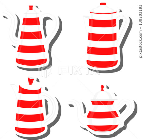 Set symbols for ceramic kettle with lid for tea Set symbols for ceramic kettle with lid for tea 139203193