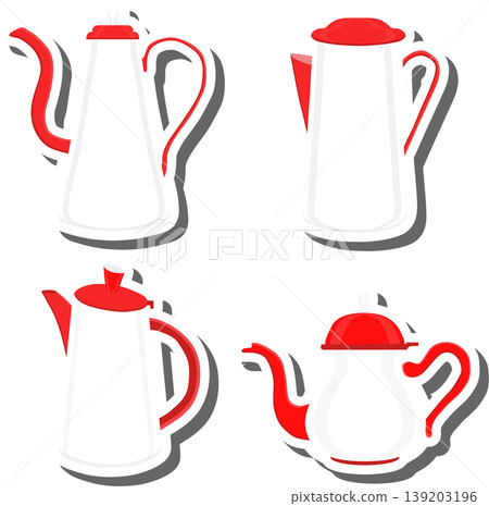 Set symbols for ceramic kettle with lid for tea 139203196