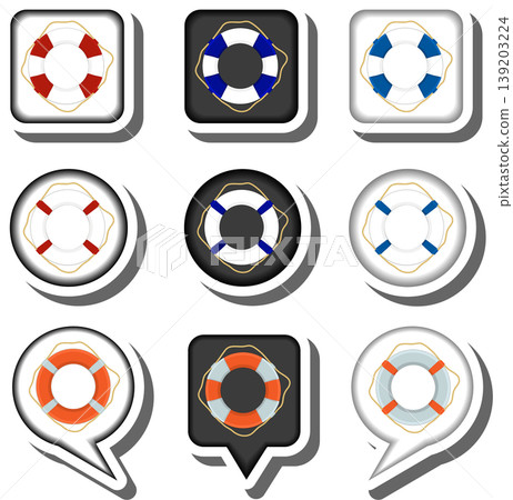 Set symbols for beautiful lifebuoy Set symbols for beautiful lifebuoy 139203224