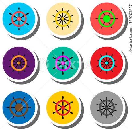 Set symbols for beautiful ship wheel Set symbols for beautiful ship wheel 139203227
