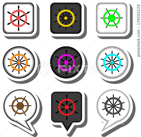 Set symbols for beautiful ship wheel Set symbols for beautiful ship wheel 139203228