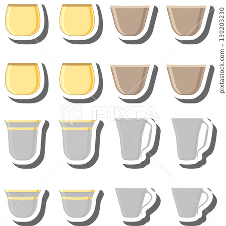 Set symbols for glass cup with shine for water 139203230