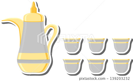 Set symbols for pitcher with lid for tea Set symbols for pitcher with lid for tea 139203232