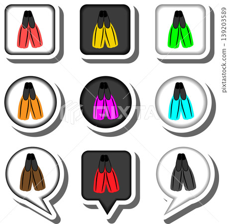 Set symbols for beautiful rubber flippers Set symbols for beautiful rubber flippers 139203589
