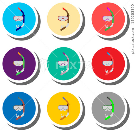 Set symbols for beautiful diving mask 139203590