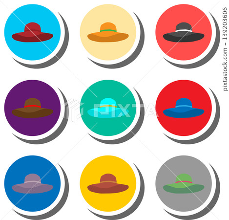 Set symbols for beautiful beach hat Set symbols for beautiful beach hat 139203606
