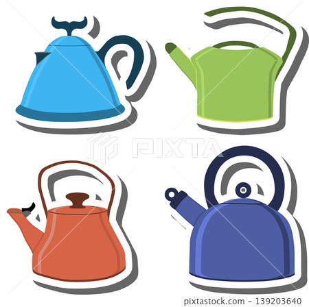Set symbols for ceramic kettle with lid for tea 139203640