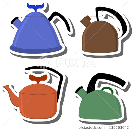 Set symbols for ceramic kettle with lid for tea 139203642