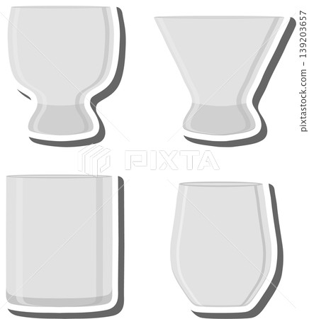 Set symbols for glass cup with shine for water 139203657