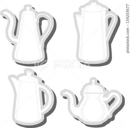 Set symbols for ceramic kettle with lid for tea Set symbols for ceramic kettle with lid for tea 139203677
