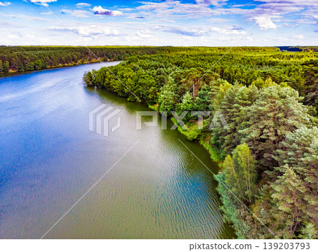 Lake in Tuchola Forests, Poland. Aerial view Lake in Tuchola Forests, Poland. Aerial view 139203793
