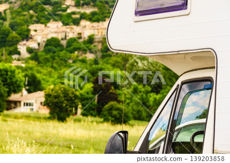 Camper and Moustiers-Sainte-Marie village, France Camper and Moustiers-Sainte-Marie village, France 139203858