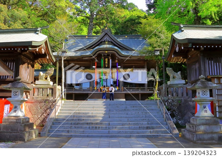Nishisanda Shrine (main hall, Oita City) in the fresh green of spring Nishisanda Shrine (main hall, Oita City) in the fresh green of spring 139204323