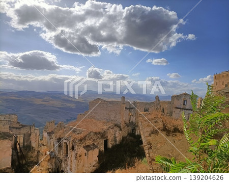 A vast view from the ruins of Craco, Basilicata, Italy. A vast view from the ruins of Craco, Basilicata, Italy. 139204626
