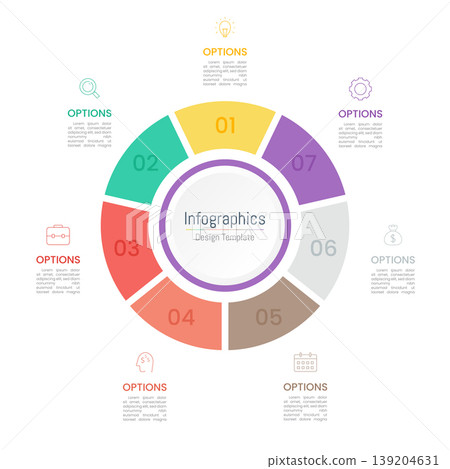 Infographic 7 options design elements for your business data. Vector Illustration. Infographic 7 options design elements for your business data. Vector Illustration. 139204631