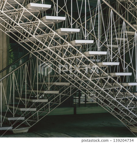 Wireframe structure for contemporary architecture: Outdoor staircase Wireframe structure for contemporary architecture: Outdoor staircase 139204734