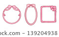 Pink ribbon or bow frame hand drawn for template, content and element 139204938