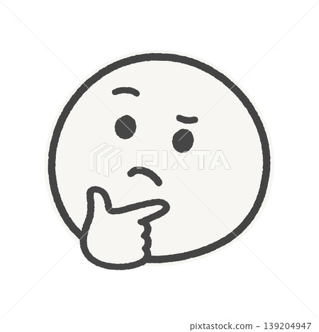 手繪表情符號圖標,一隻手托著下巴,正在思考——白色輪廓的插圖,展現出擔憂、懷疑或猶豫不決的表情。 手繪表情符號圖標,一隻手托著下巴,正在思考——白色輪廓的插圖,展現出擔憂、懷疑或猶豫不決的表情。 139204947