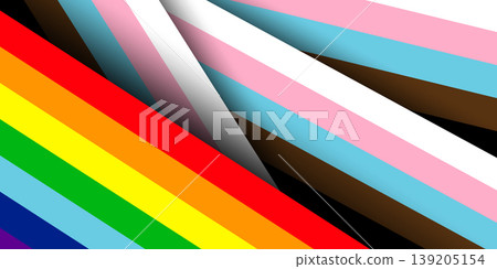 Abstract progress pride flag background. Vibrant overlapping rainbow stripes for LGBTQ+ community events, diversity campaigns and Inclusive design Abstract progress pride flag background. Vibrant overlapping rainbow stripes for LGBTQ+ community events, diversity campaigns and Inclusive design 139205154
