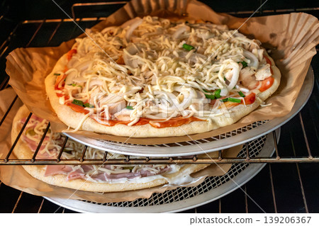 Homemade pizza with healthy ingredients and a gluten free crust Homemade pizza with healthy ingredients and a gluten free crust 139206367