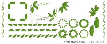 Banana leaf frame and decoration set Banana leaf frame and decoration set 139206434