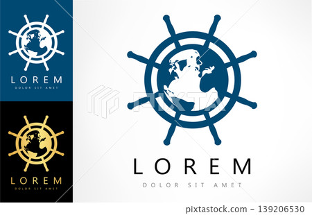 steering wheels with globe logo vector steering wheels with globe logo vector 139206530