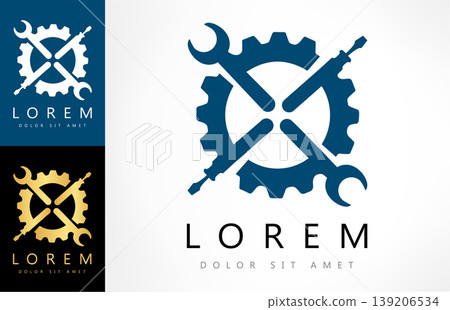 Auto repair logo vector. Wrench and screwdriver in gear logo vector. 139206534