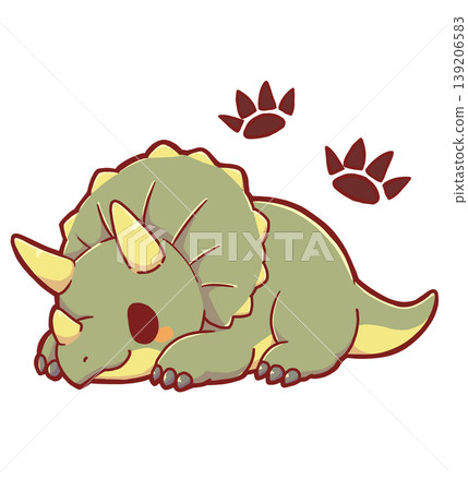 A stylized Triceratops and footprints A stylized Triceratops and footprints 139206583
