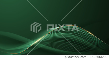 green abstract background design with elegant golden elements vector illustration 139206658
