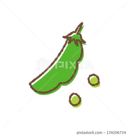 A simple, hand-drawn illustration of snow peas. 139206734