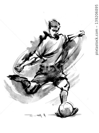 Ink painting soccer striker 139206895