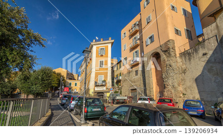 Typical medieval narrow street in beautiful town of Albano Laziale timelapse hyperlapse, Italy 139206934