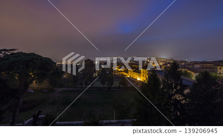 Old houses and trees after sunset in beautiful town of Albano Laziale day to night timelapse, Italy Old houses and trees after sunset in beautiful town of Albano Laziale day to night timelapse, Italy 139206945