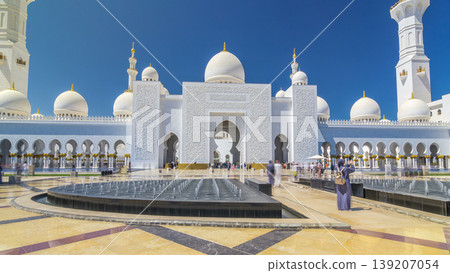 Sheikh Zayed Grand Mosque timelapse hyperlapse in Abu Dhabi, the capital city of United Arab Emirates 139207054