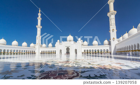 Sheikh Zayed Grand Mosque timelapse hyperlapse in Abu Dhabi, the capital city of United Arab Emirates 139207058