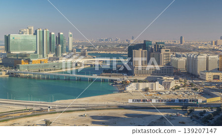 Aerial skyline of Abu Dhabi city centre from above timelapse Aerial skyline of Abu Dhabi city centre from above timelapse 139207147
