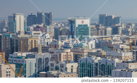 Aerial skyline of Abu Dhabi city centre from above timelapse Aerial skyline of Abu Dhabi city centre from above timelapse 139207153
