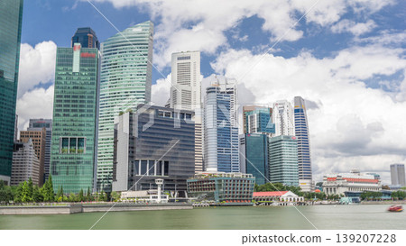 Business Financial Downtown City and Skyscrapers Tower Building at Marina Bay timelapse hyperlapse, Singapore, Business Financial Downtown City and Skyscrapers Tower Building at Marina Bay timelapse hyperlapse, Singapore, 139207228