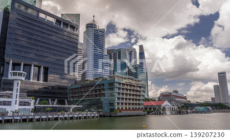 Business Financial Downtown City and Skyscrapers Tower Building at Marina Bay timelapse hyperlapse, Singapore, Business Financial Downtown City and Skyscrapers Tower Building at Marina Bay timelapse hyperlapse, Singapore, 139207230